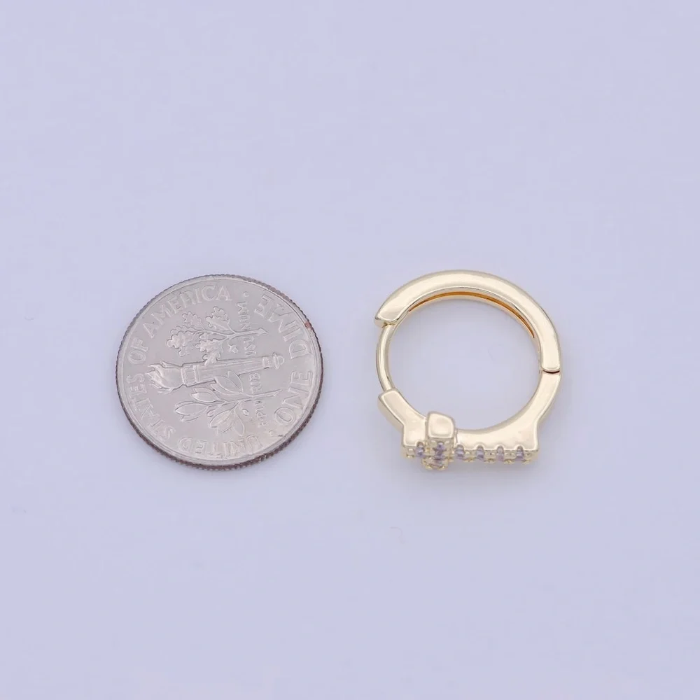 Dainty Cross cz hoop earrings